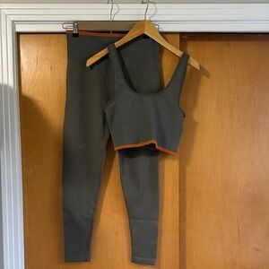 Outdoor Voices Forest Green and Orange Activewear Set